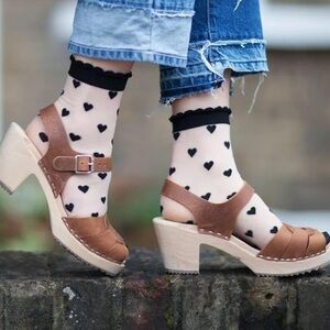 LOTTA FROM STOCKHOLM Tan Leather Peep Toe Clogs Spruzzato Seconds Size 10.5 42